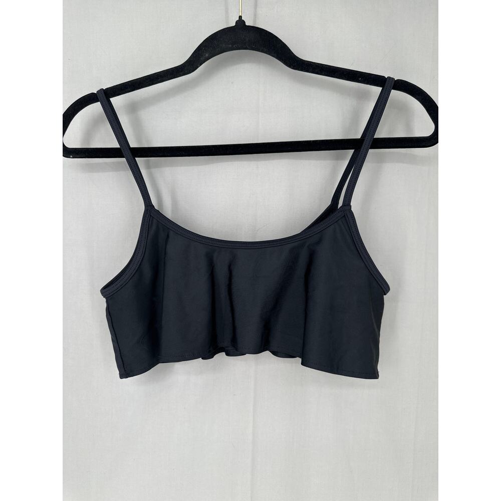 Beach Riot Swim Top Womens Small Black Star Rhinestone Ruffle Beach - Picture 3 of 6